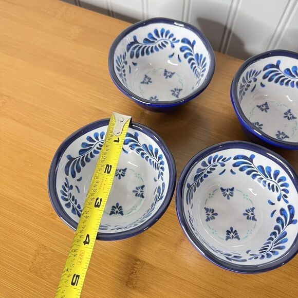 Melamine Bowls Set of 4 Blue White 3.75" x 2" dip snack condiment Berries - Picture 4 of 6